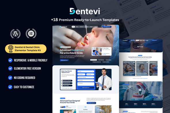 Dentevi – Dentist & Dental Clinic WordPress Elementor Template Kit