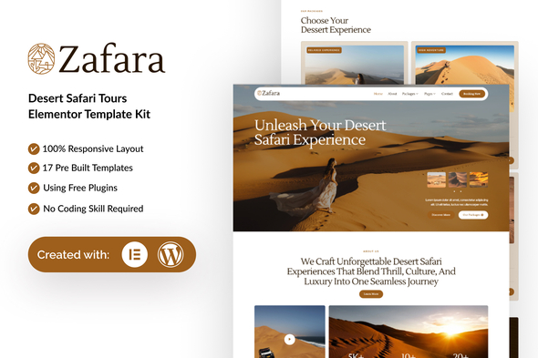 Zafara - Desert Safari Tours Elementor Template Kit