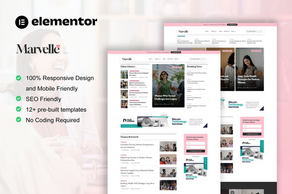 Marvelle - Modern Feminine Blog & Magazine Elementor Pro Template Kit
