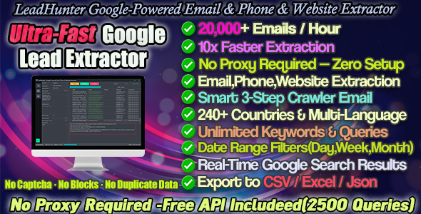 Google Lead Generator – Extract Emails, Phones & Websites Fast– No Proxy Needed