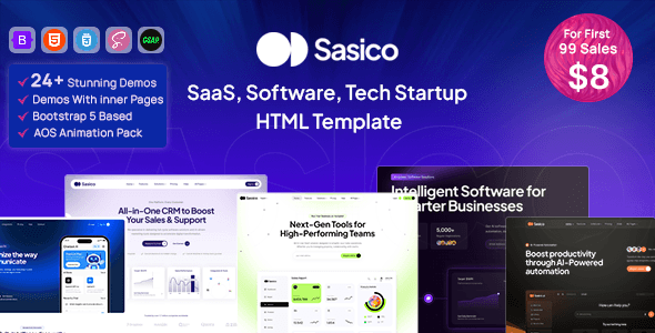 Sasico - SaaS Software & Tech Startup HTML Template