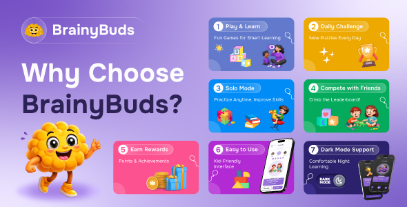 BrainyBuds – Kids Learning Flutter App UI Template