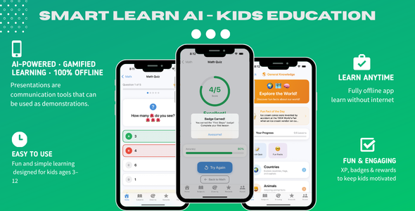 SmartLearn AI — Kids Education App with Adaptive Learning, Gamification & Drawing | iOS SwiftUI