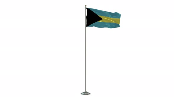 Bahamas 3D Illustration Of The Waving flag On Long  Pole With Alpha