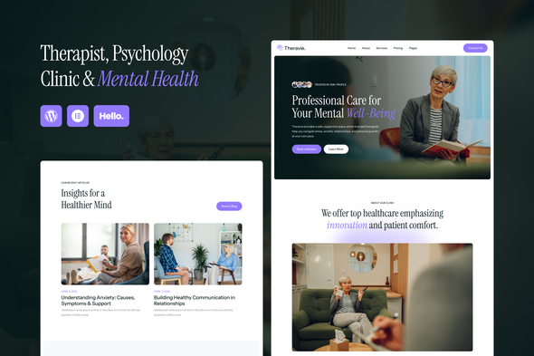 Theravie – Therapist Psychology Clinic & Mental Health Elementor Template Kit