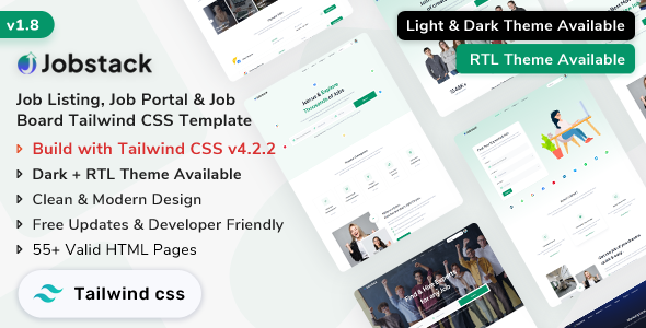 Jobstack - Job Listing, Job Portal & Job Board Tailwind CSS HTML 5 Template
