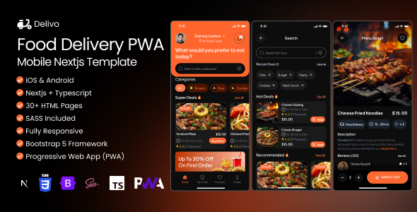 Delivo-Food Delivery PWA Mobile Nextjs Template