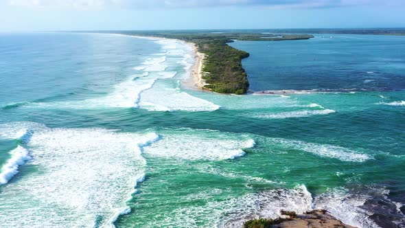 Aerial view of Bribie Island, Queensland, Australia.