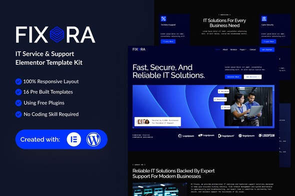 Fixora - IT Service & Support Elementor Template Kit