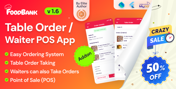 FoodBank - Table Order/Waiter Point Of Sale (POS) App