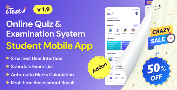 iTest - Online Quiz & Examination System Flutter Mobile App