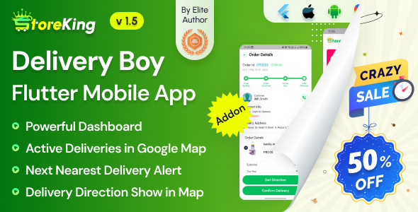 StoreKing - eCommerce (Grocery, Pharmacy, Supershop) Delivery Man Flutter Mobile App
