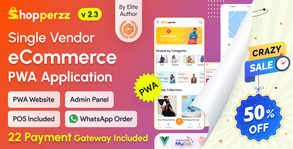 Shopperzz - PWA eCommerce CMS with POS & WhatsApp Ordering | Inventory Management