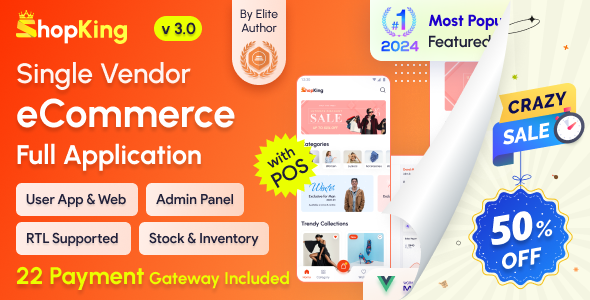 ShopKing - eCommerce App with Laravel Website & Admin Panel with POS | Inventory Management