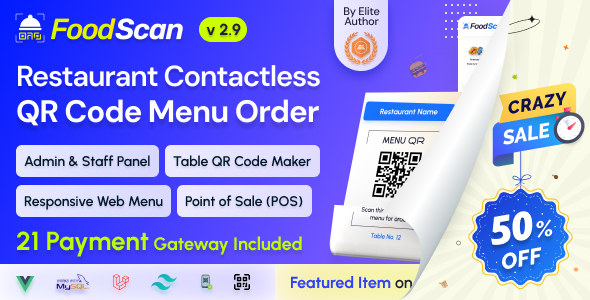 FoodScan - Qr Code Restaurant Menu Maker and Contactless Table Ordering System with Restaurant POS