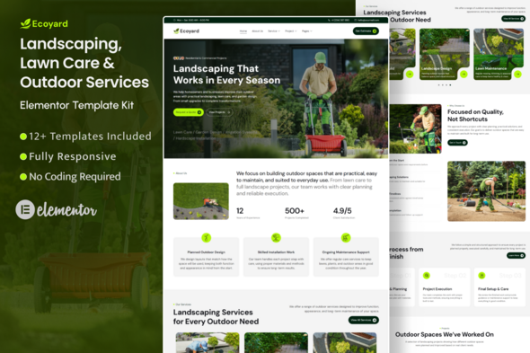 Ecoyard – Landscaping & Lawn Care Services Elementor Template Kit