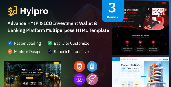 Hyipro – Advanced HYIP Investment Multipurpose Platform HTML Template With Dashboard