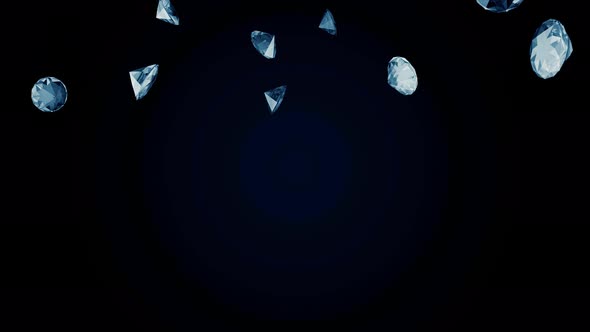 White diamonds fall from the top to bottom on dark background