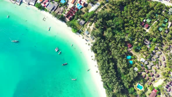 Aerial view scenery of beautiful sea view beach trip by shallow ocean and white sand background of j