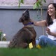 Woman Playing With Dog in the Garden - VideoHive Item for Sale