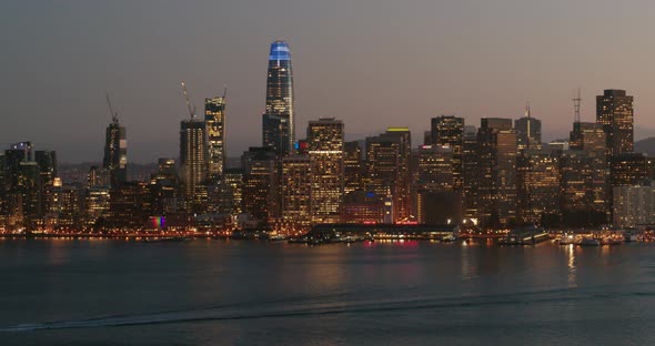 Aerial View of the San Francisco Skyline at Dusk