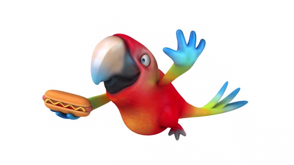 Fun 3D cartoon animation of a Parrot with alpha