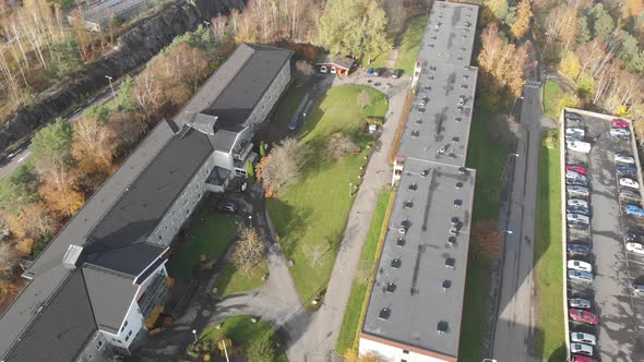 Suburban Apartment Block and Parking Lot Million Programme Aerial Forward