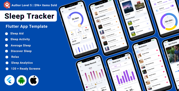 Sleep Tracker Flutter App UI Kit | Sleep Analysis & Wellness
