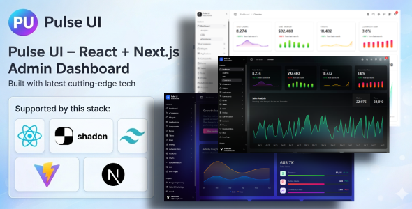 Pulse UI – React + Next.js Admin Dashboard & Landing Page Template (Tailwind CSS, ShadCN UI)