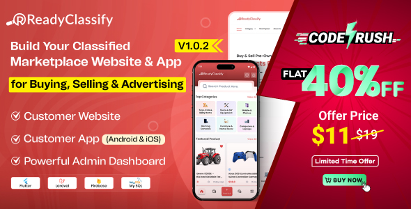Ready Classify -  Complete eClassify Marketplace Mobile App Website With Admin Panel
