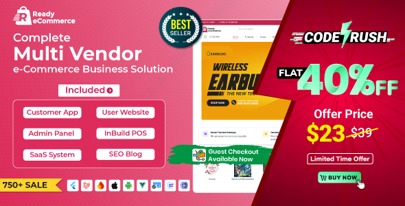 Ready eCommerce - Complete Multi Vendor eCommerce Mobile App, Customer Website with Store POS