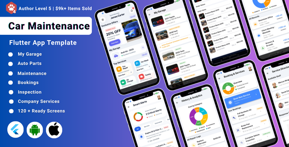 AI-Powered Vehicle Maintenance Flutter App UI Kit | Car Maintenance & Service Tracker