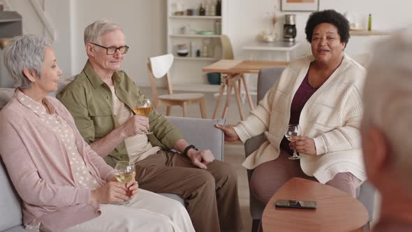 Senior People Drinking Wine with Friend