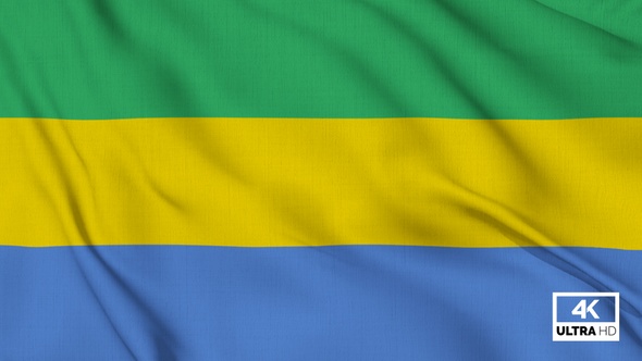 Gabon Flag Waving Slowly Looped