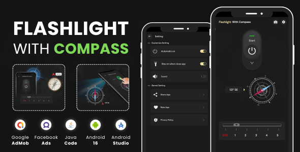 Flashlight With Compass with AdMob Ads Android
