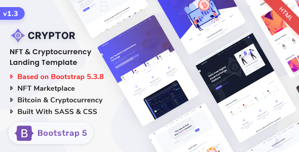 Cryptor - Cryptocurrency ICO Landing & NFT Marketplace Bootstrap 5 Template