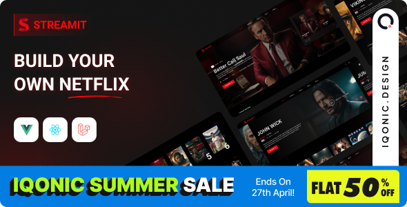 Streamit - Video Streaming Platform Admin Template (HTML, Vue, React, Laravel)