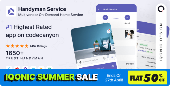 Handyman - Home Services Booking App, Website & Admin Panel