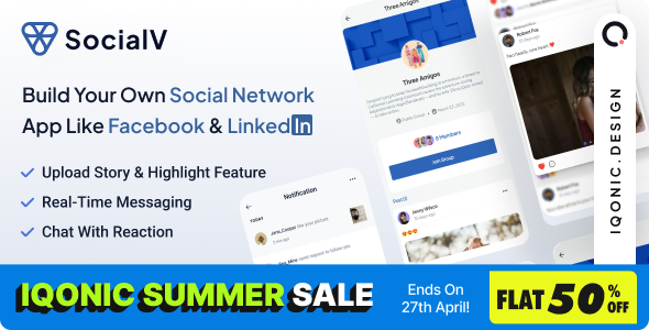 SocialV - Social Media App in Flutter with WordPress backend