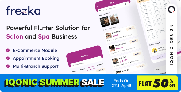Frezka - Spa & Salon Management and Booking Flutter App