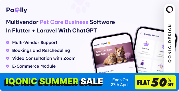 Pawlly- Multivendor Pet Care Business App in Flutter & Laravel