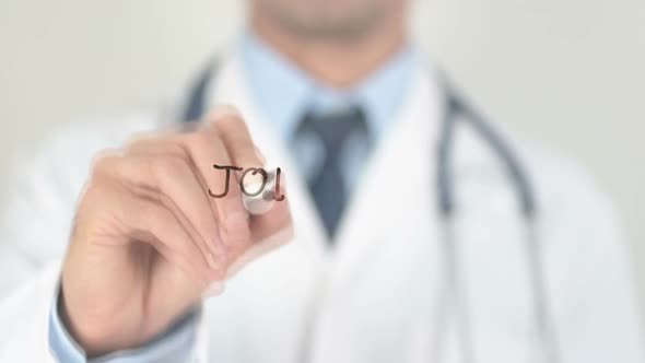 Joint Pain Relief Doctor Writing on Transparent Glass