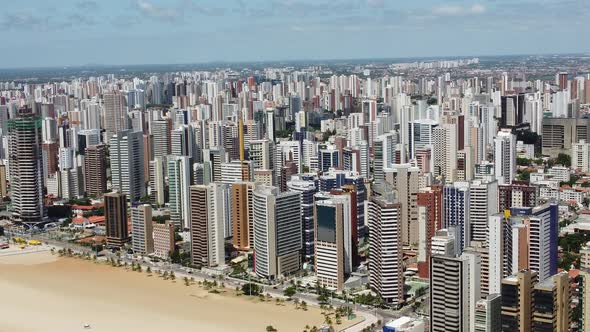 Tropical beach scenery of Fortaleza. Northeast Brazil. Ceara state.