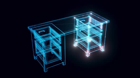 Wooden Desk Hologram 4k