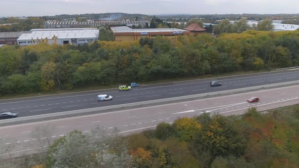 Police Leaving the Scene of an Accident on a Motorway