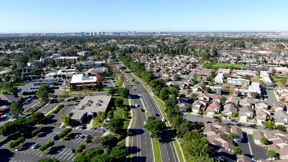 Aerial View of Residential Neighborhood in Irvine, California