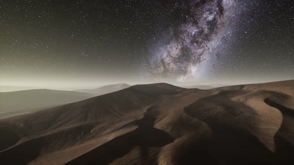 Amazing Milky Way Over the Dunes Erg Chebbi in the Sahara Desert alt
