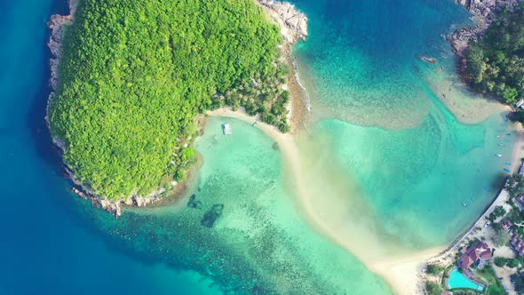 Koh ma Island with sandbar connecting it to Koh Phangan island. Tropical vacation background