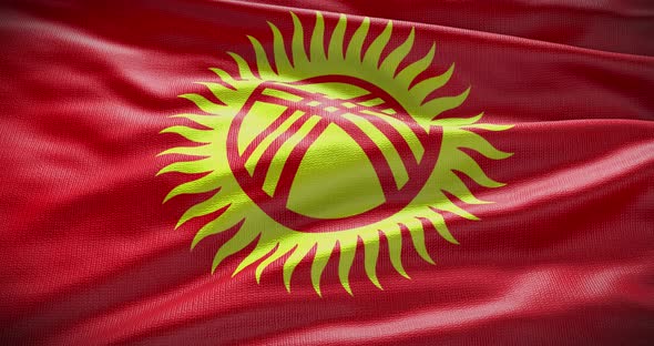 Kyrgyzstan waving flag loop 4K