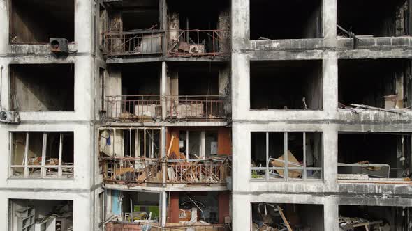 War in Ukraine  Burnt and Destroyed House in Kyiv